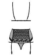 Seductive lingerie set, floral lace, small fishnet